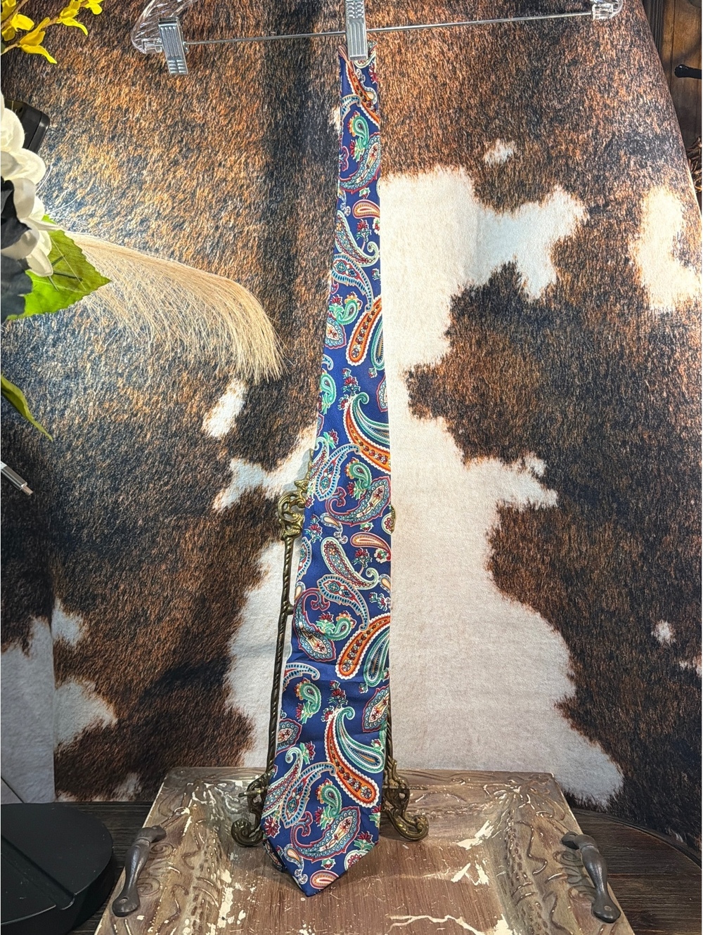 Bolgheri Made in Italy Blue Paisley Silk Tie